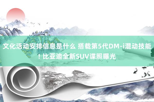 文化活动安排信息是什么 搭载第5代DM-i混动技能! 比亚迪全新SUV谍照曝光