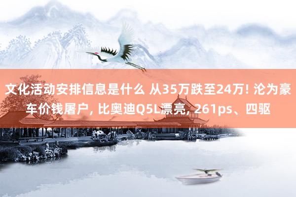 文化活动安排信息是什么 从35万跌至24万! 沦为豪车价钱屠户, 比奥迪Q5L漂亮, 261ps、四驱