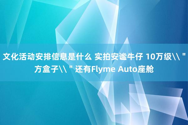 文化活动安排信息是什么 实拍安谧牛仔 10万级\＂方盒子\＂还有Flyme Auto座舱