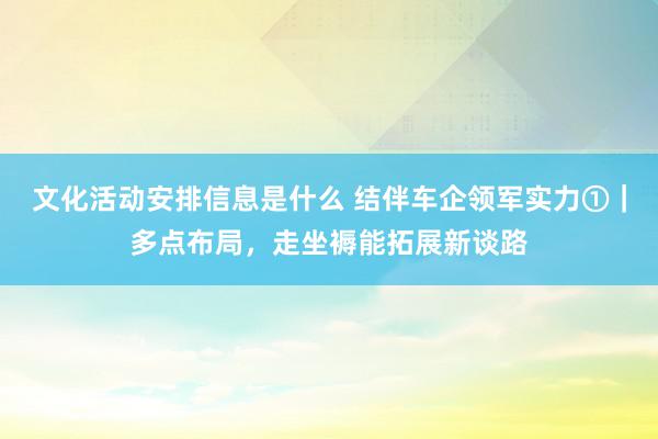 文化活动安排信息是什么 结伴车企领军实力①｜多点布局，走坐褥能拓展新谈路