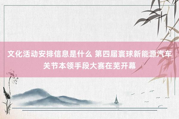 文化活动安排信息是什么 第四届寰球新能源汽车关节本领手段大赛在芜开幕