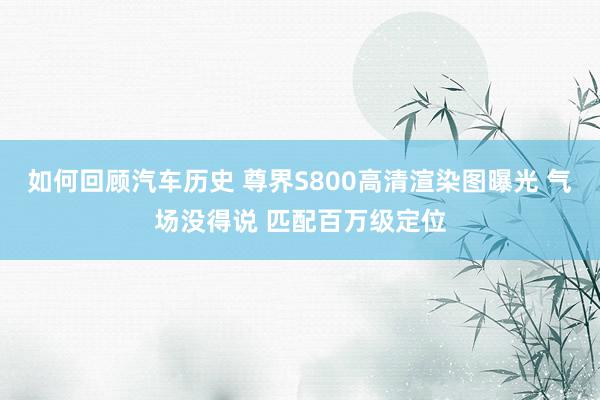 如何回顾汽车历史 尊界S800高清渲染图曝光 气场没得说 匹配百万级定位