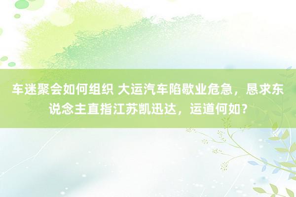 车迷聚会如何组织 大运汽车陷歇业危急，恳求东说念主直指江苏凯迅达，运道何如？