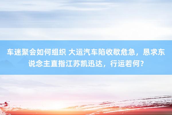 车迷聚会如何组织 大运汽车陷收歇危急，恳求东说念主直指江苏凯迅达，行运若何？