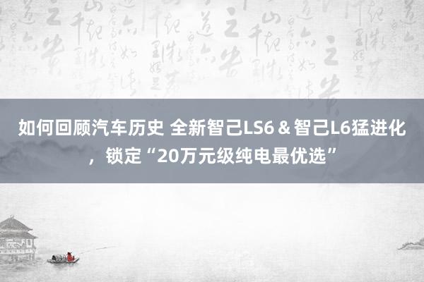 如何回顾汽车历史 全新智己LS6＆智己L6猛进化，锁定“20万元级纯电最优选”