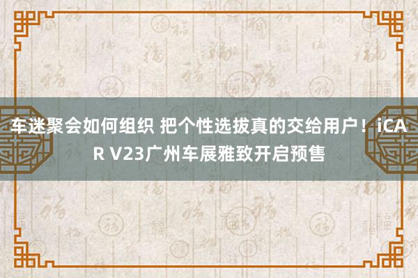 车迷聚会如何组织 把个性选拔真的交给用户！iCAR V23广州车展雅致开启预售