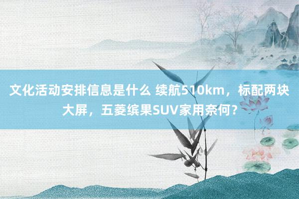 文化活动安排信息是什么 续航510km，标配两块大屏，五菱缤果SUV家用奈何？