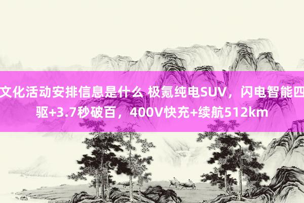 文化活动安排信息是什么 极氪纯电SUV，闪电智能四驱+3.7秒破百，400V快充+续航512km