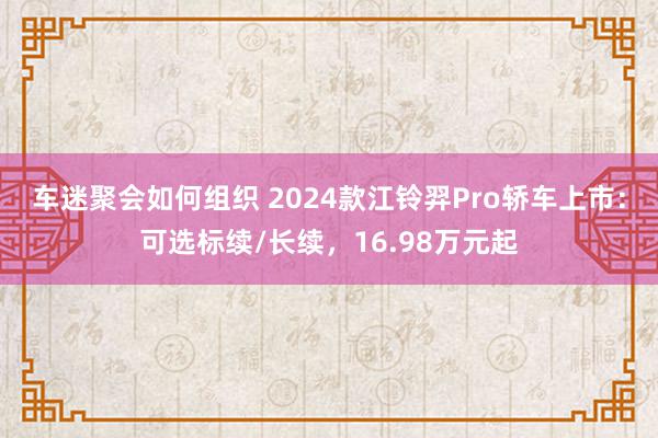 车迷聚会如何组织 2024款江铃羿Pro轿车上市：可选标续/长续，16.98万元起