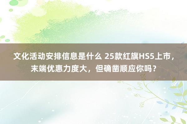 文化活动安排信息是什么 25款红旗HS5上市，末端优惠力度大，但确凿顺应你吗？