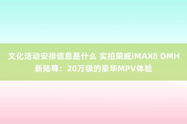 文化活动安排信息是什么 实拍荣威iMAX8 DMH新陆尊：20万级的豪华MPV体验