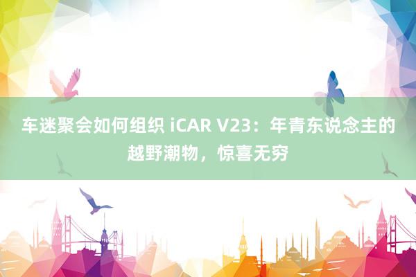 车迷聚会如何组织 iCAR V23：年青东说念主的越野潮物，惊喜无穷