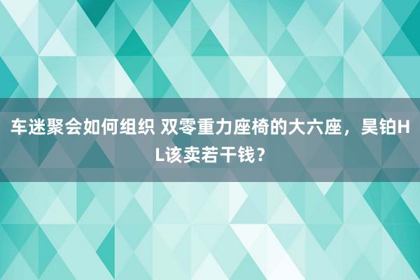 车迷聚会如何组织 双零重力座椅的大六座，昊铂HL该卖若干钱？