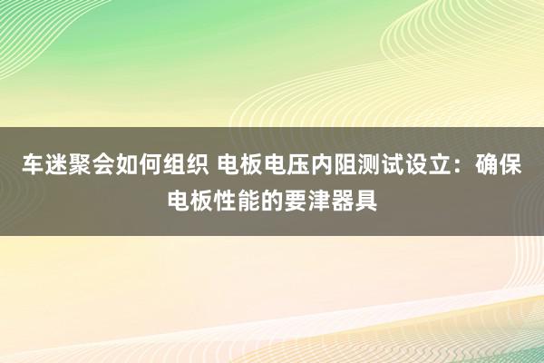 车迷聚会如何组织 电板电压内阻测试设立：确保电板性能的要津器具