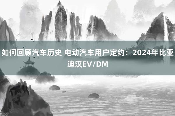 如何回顾汽车历史 电动汽车用户定约：2024年比亚迪汉EV/DM