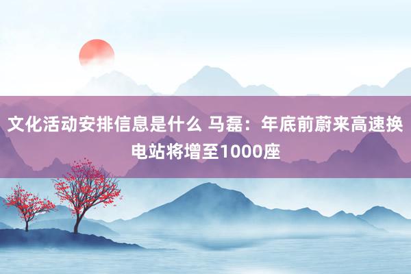 文化活动安排信息是什么 马磊：年底前蔚来高速换电站将增至1000座