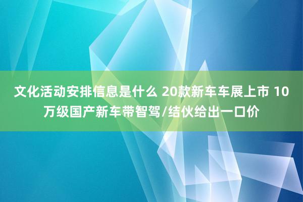 文化活动安排信息是什么 20款新车车展上市 10万级国产新车带智驾/结伙给出一口价