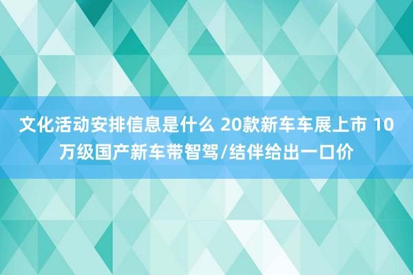 文化活动安排信息是什么 20款新车车展上市 10万级国产新车带智驾/结伴给出一口价