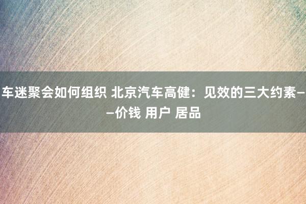 车迷聚会如何组织 北京汽车高健：见效的三大约素——价钱 用户 居品