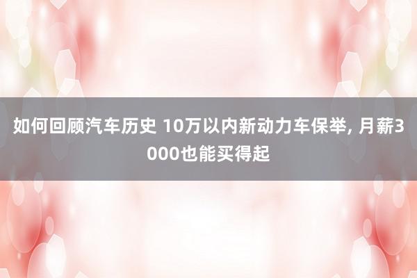 如何回顾汽车历史 10万以内新动力车保举, 月薪3000也能买得起