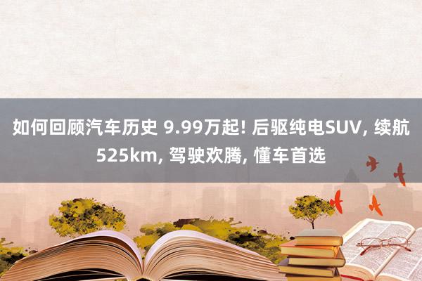 如何回顾汽车历史 9.99万起! 后驱纯电SUV, 续航525km, 驾驶欢腾, 懂车首选