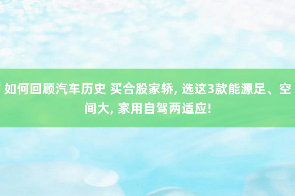 如何回顾汽车历史 买合股家轿, 选这3款能源足、空间大, 家用自驾两适应!