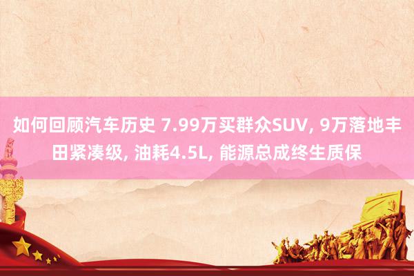 如何回顾汽车历史 7.99万买群众SUV, 9万落地丰田紧凑级, 油耗4.5L, 能源总成终生质保