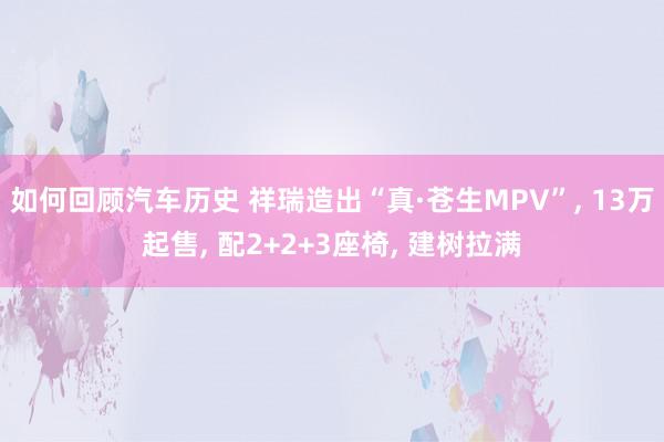 如何回顾汽车历史 祥瑞造出“真·苍生MPV”, 13万起售, 配2+2+3座椅, 建树拉满