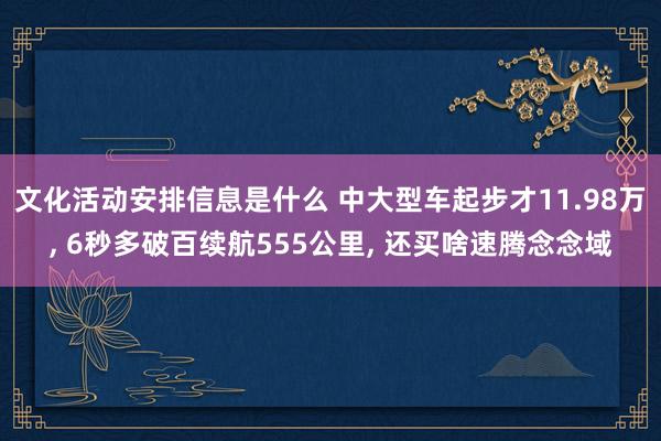 文化活动安排信息是什么 中大型车起步才11.98万, 6秒多破百续航555公里, 还买啥速腾念念域