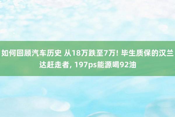 如何回顾汽车历史 从18万跌至7万! 毕生质保的汉兰达赶走者, 197ps能源喝92油