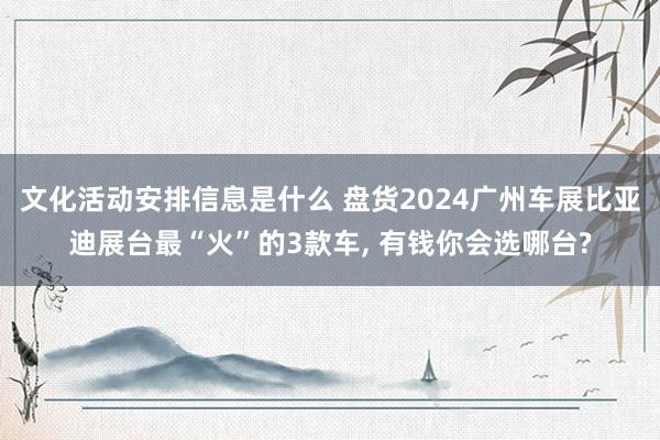 文化活动安排信息是什么 盘货2024广州车展比亚迪展台最“火”的3款车, 有钱你会选哪台?