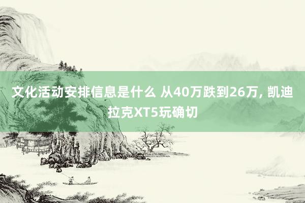 文化活动安排信息是什么 从40万跌到26万, 凯迪拉克XT5玩确切