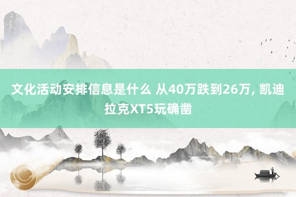 文化活动安排信息是什么 从40万跌到26万, 凯迪拉克XT5玩确凿