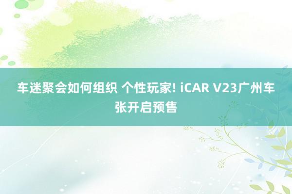 车迷聚会如何组织 个性玩家! iCAR V23广州车张开启预售