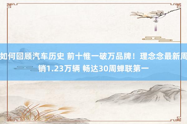 如何回顾汽车历史 前十惟一破万品牌！理念念最新周销1.23万辆 畅达30周蝉联第一