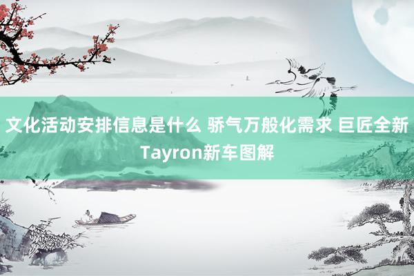 文化活动安排信息是什么 骄气万般化需求 巨匠全新Tayron新车图解