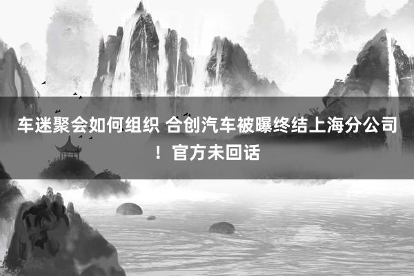 车迷聚会如何组织 合创汽车被曝终结上海分公司！官方未回话