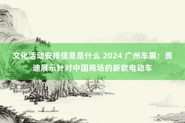 文化活动安排信息是什么 2024 广州车展：奥迪展示针对中国商场的新款电动车