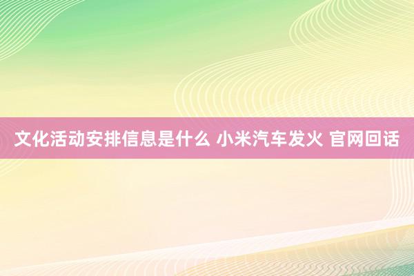 文化活动安排信息是什么 小米汽车发火 官网回话