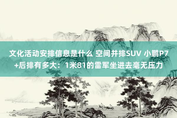 文化活动安排信息是什么 空间并排SUV 小鹏P7+后排有多大：1米81的雷军坐进去毫无压力