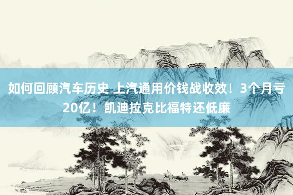 如何回顾汽车历史 上汽通用价钱战收效！3个月亏20亿！凯迪拉克比福特还低廉