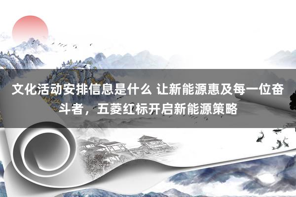 文化活动安排信息是什么 让新能源惠及每一位奋斗者，五菱红标开启新能源策略