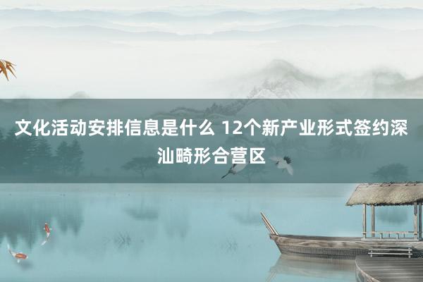 文化活动安排信息是什么 12个新产业形式签约深汕畸形合营区