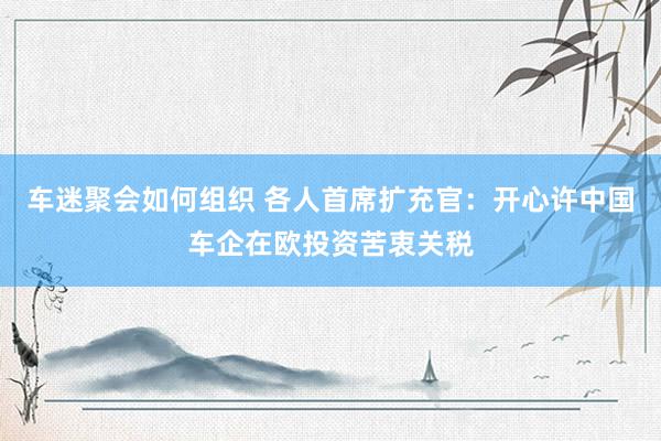 车迷聚会如何组织 各人首席扩充官：开心许中国车企在欧投资苦衷关税